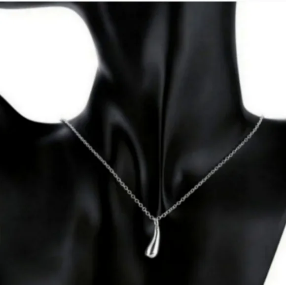 925 Sterling Silver Plated Waterdrop Jewelry Set Bracelet Necklace Earrings - Picture 13 of 14